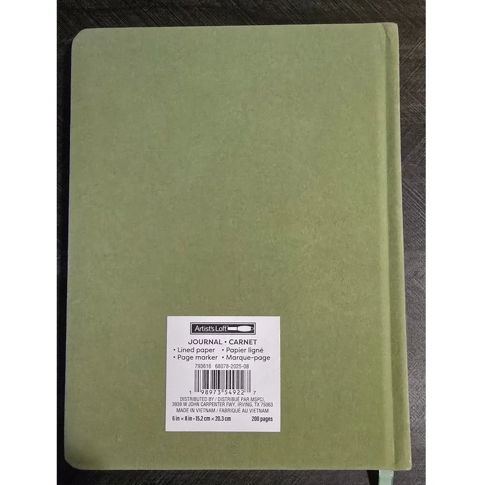 Artist's Loft Sage Green Floral Growth and Gratitude Lined Journal 6x8 200 Pages